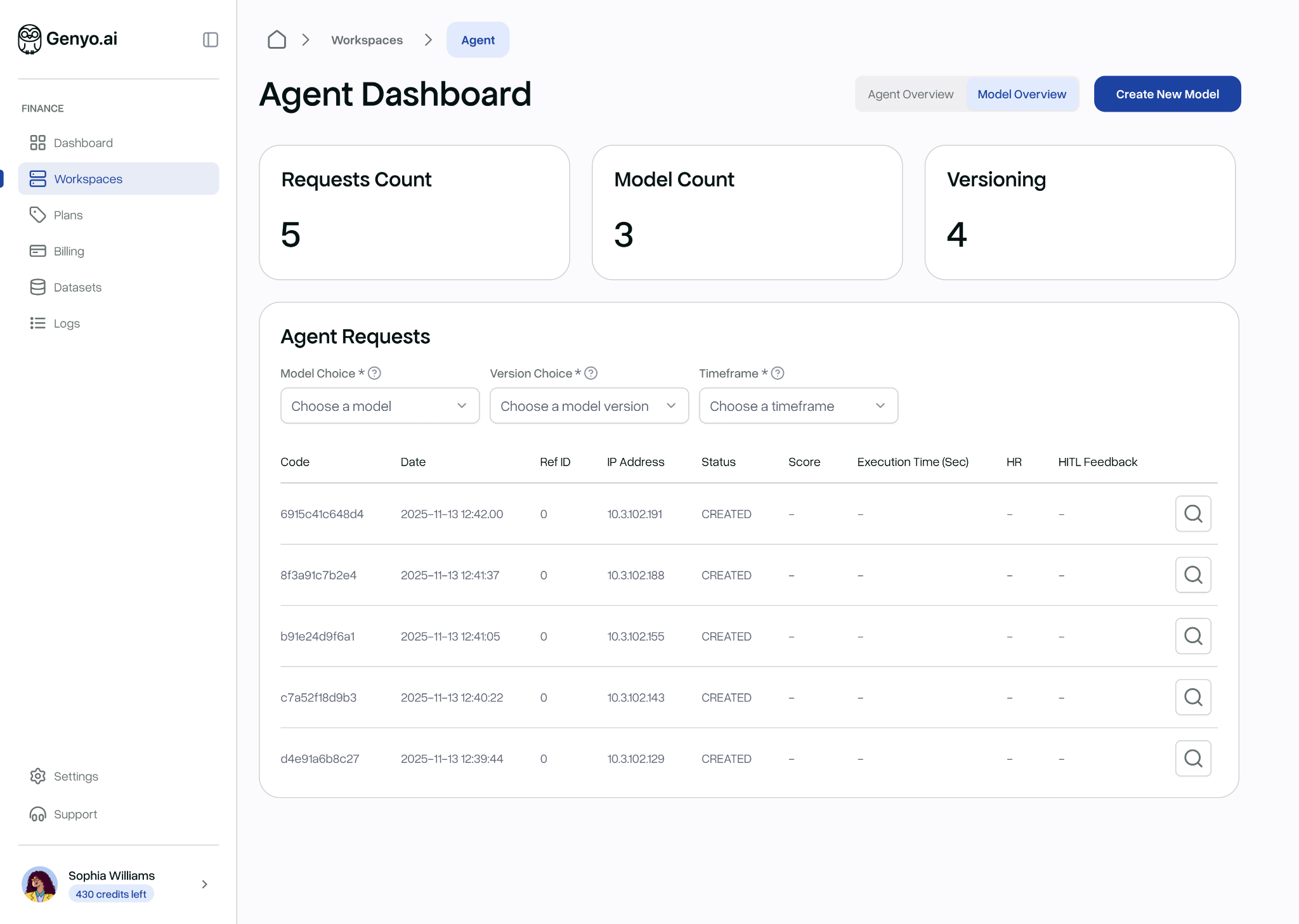Model registry and audit trails